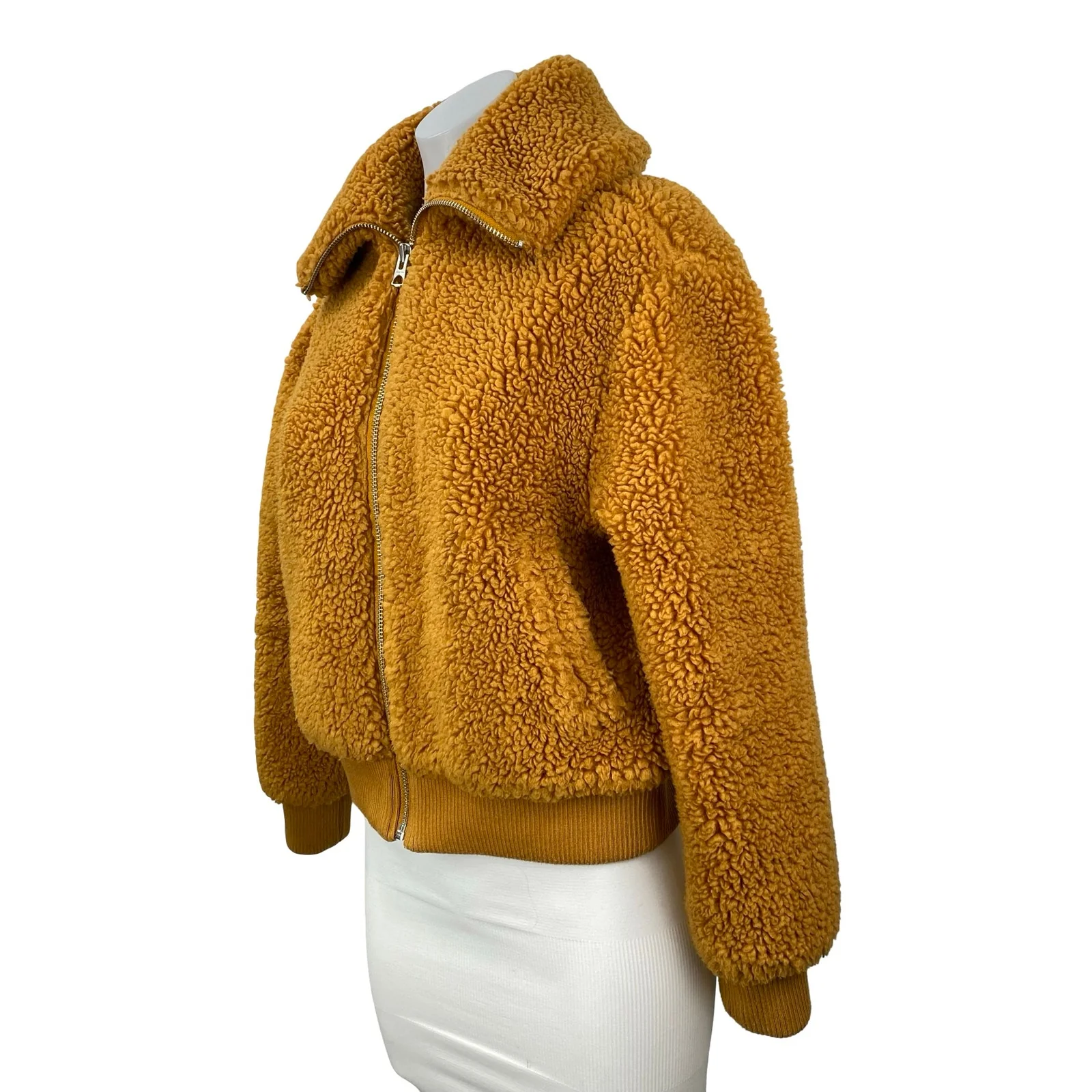 Aritzia Wilfred Free Teddy Brown High Neck Long Sleeve Bomber Coat Jacket Sz XXS - Image 2