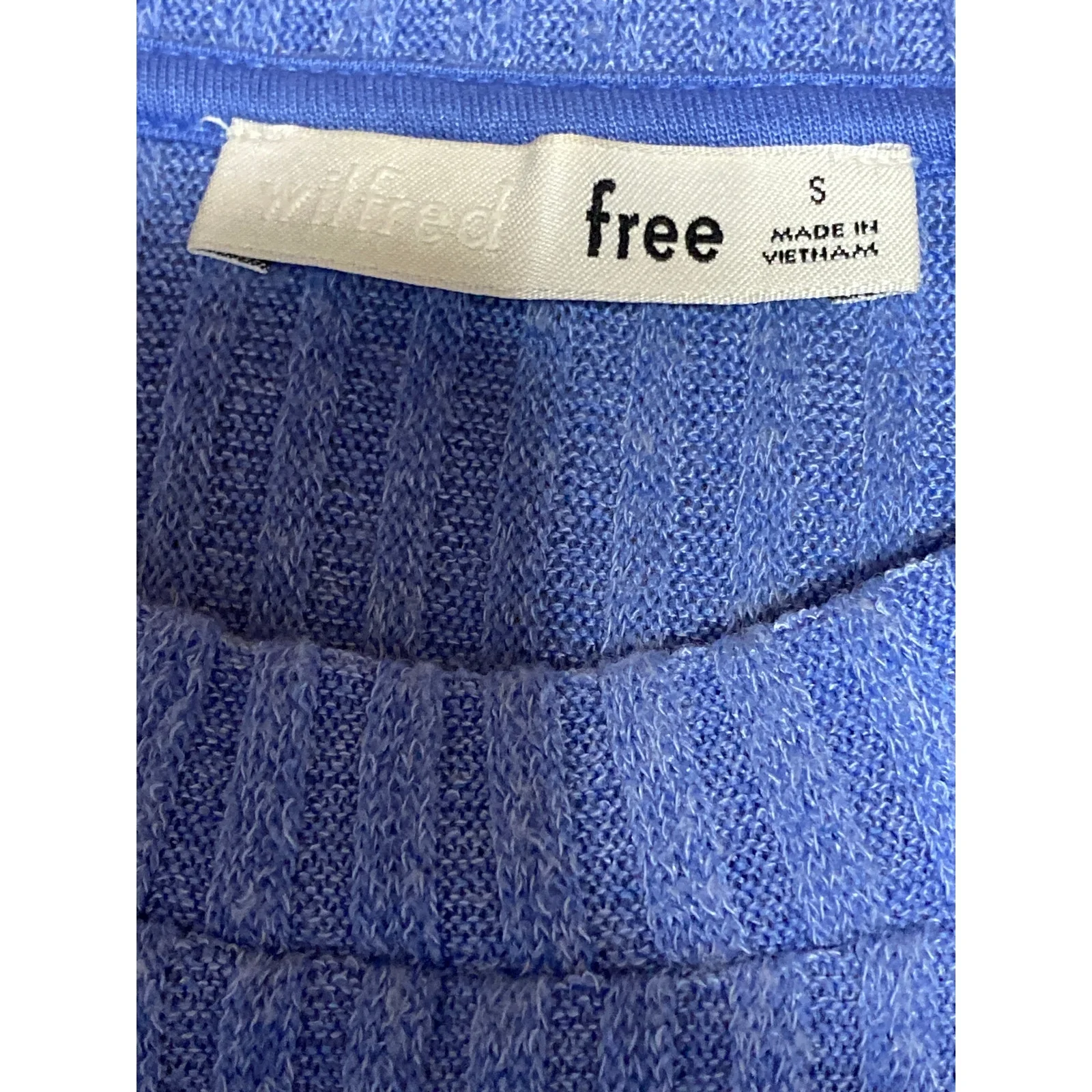 Aritzia Wilfred Free Women Blue Ribbed Knit Long Sleeve Cropped Sweater Top Sz S - Image 5