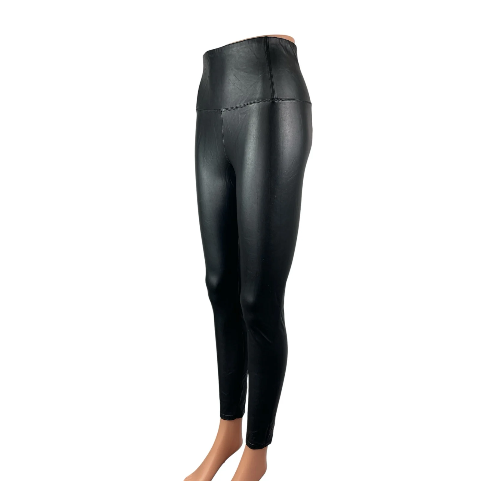 Aritzia Wilfred Free Women's Black High Rise Faux Leather Vegan Leggings Pants S - Image 3