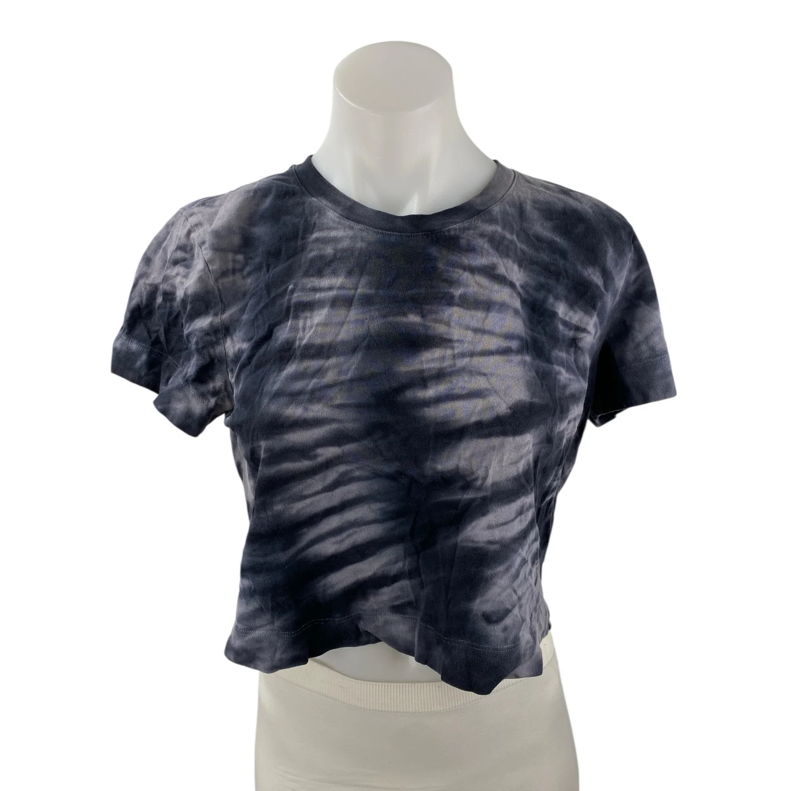 Aritzia Wilfred Free Women's Black Tie Dye Short Sleeve Crop Tee T-shirt Top M