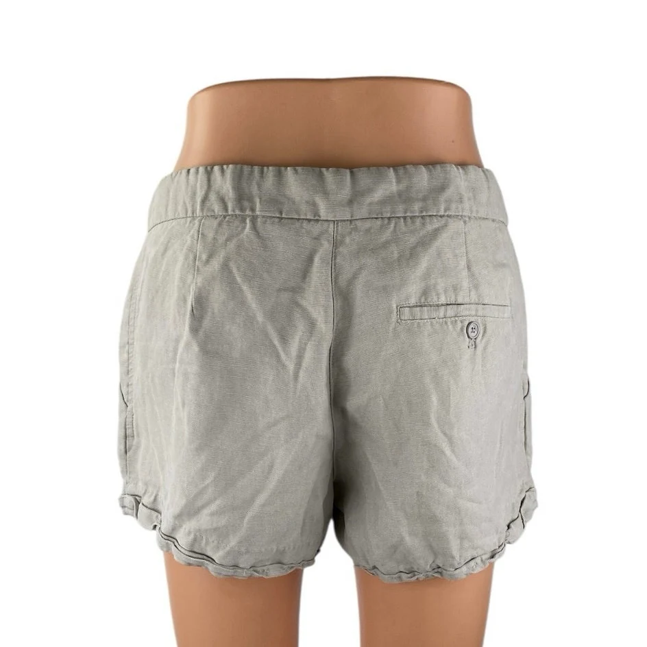 Aritzia Wilfred Gray Linen Drawstring Pleated Mid Rise Casual Sweat Shorts Sz 4 - Image 3