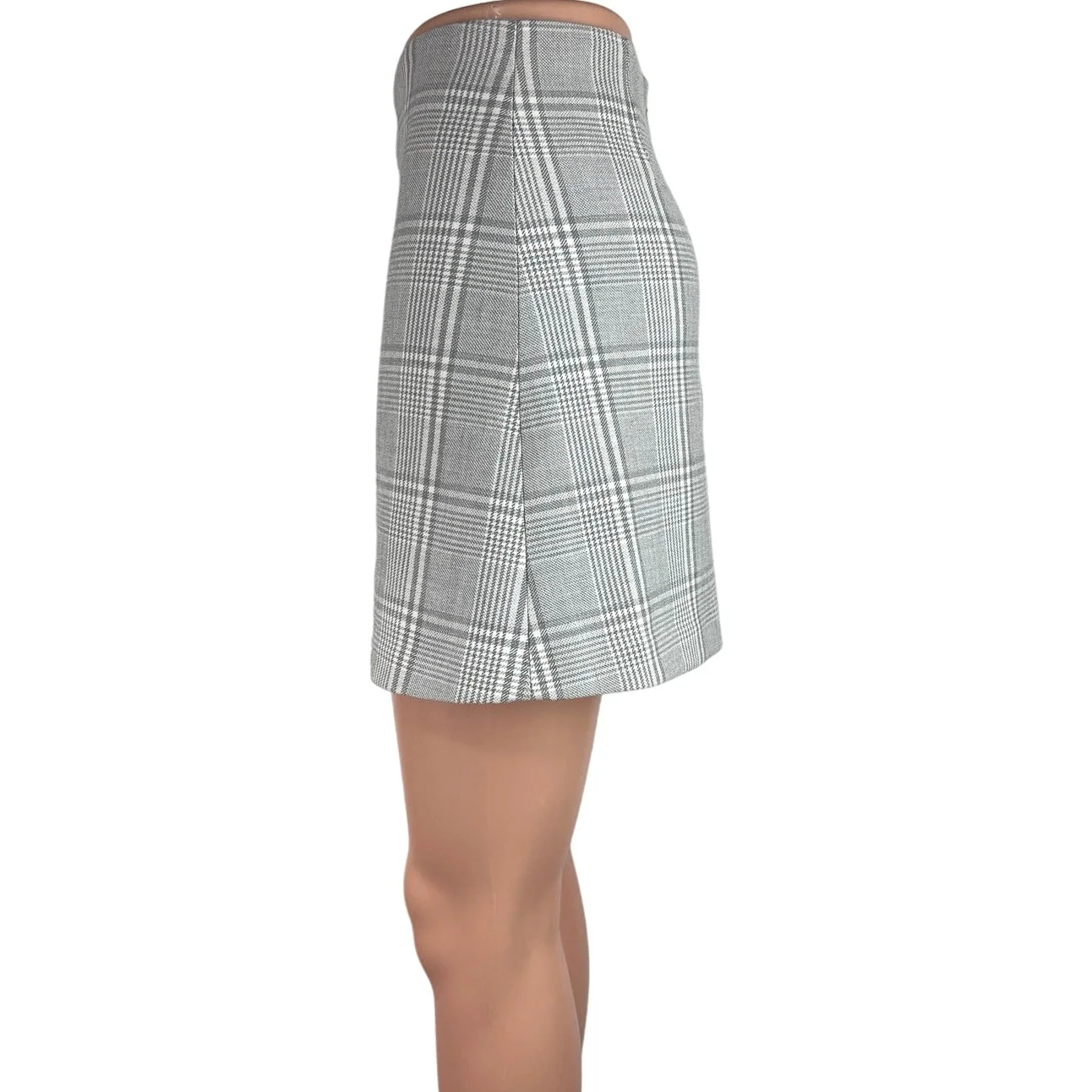 Aritzia Wilfred Gray Plaid Back Zipper Casual Golf Mini A-Line Skirt Size 2 - Image 2