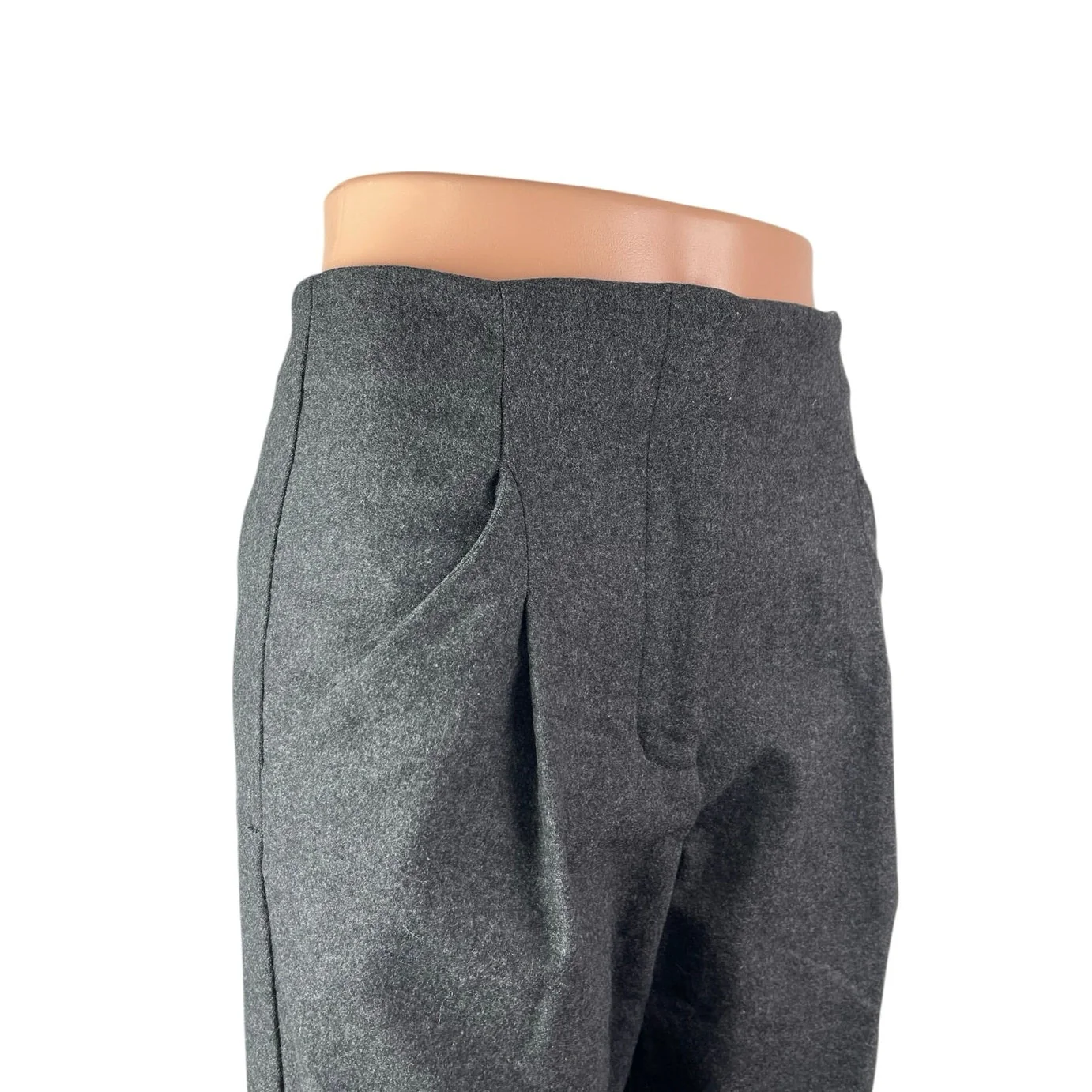 Aritzia Wilfred Gray Wool Cashmere Pleated High Waist Straight Trousers Pants 0 - Image 3