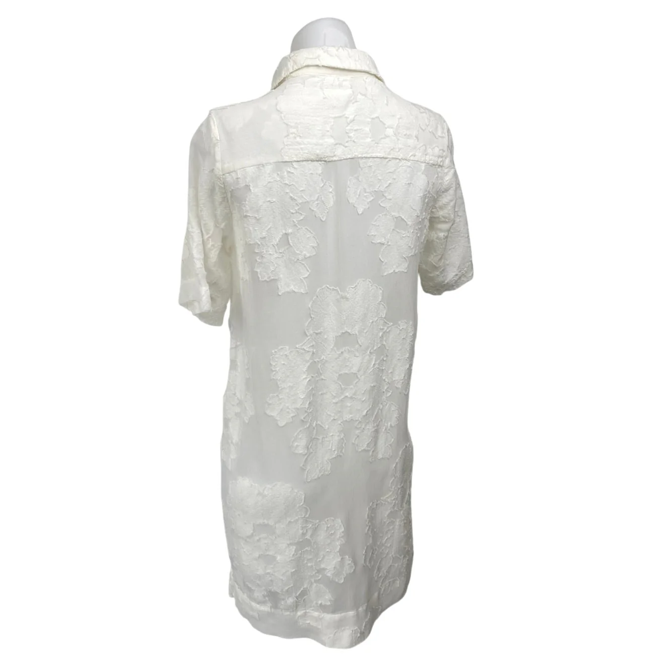 Aritzia Wilfred Hemistiche White Semi Sheer Short Sleeve Mini Shirt Dress Sz XS - Image 2