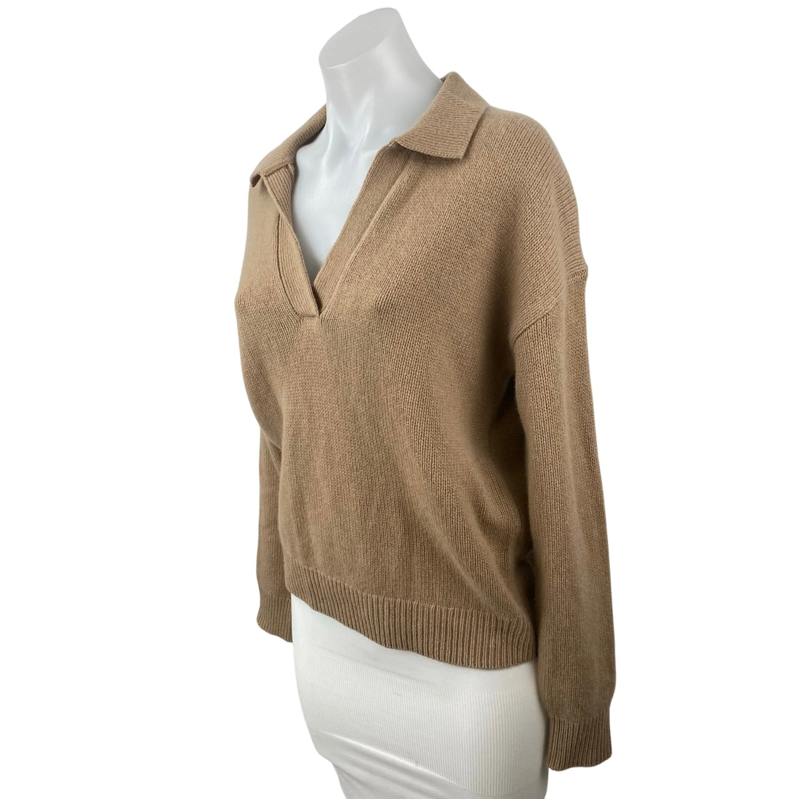 Aritzia Wilfred Luxe 100% Cashmere Clara Womens Brown Long Sleeve Sweater Top XS - Image 3