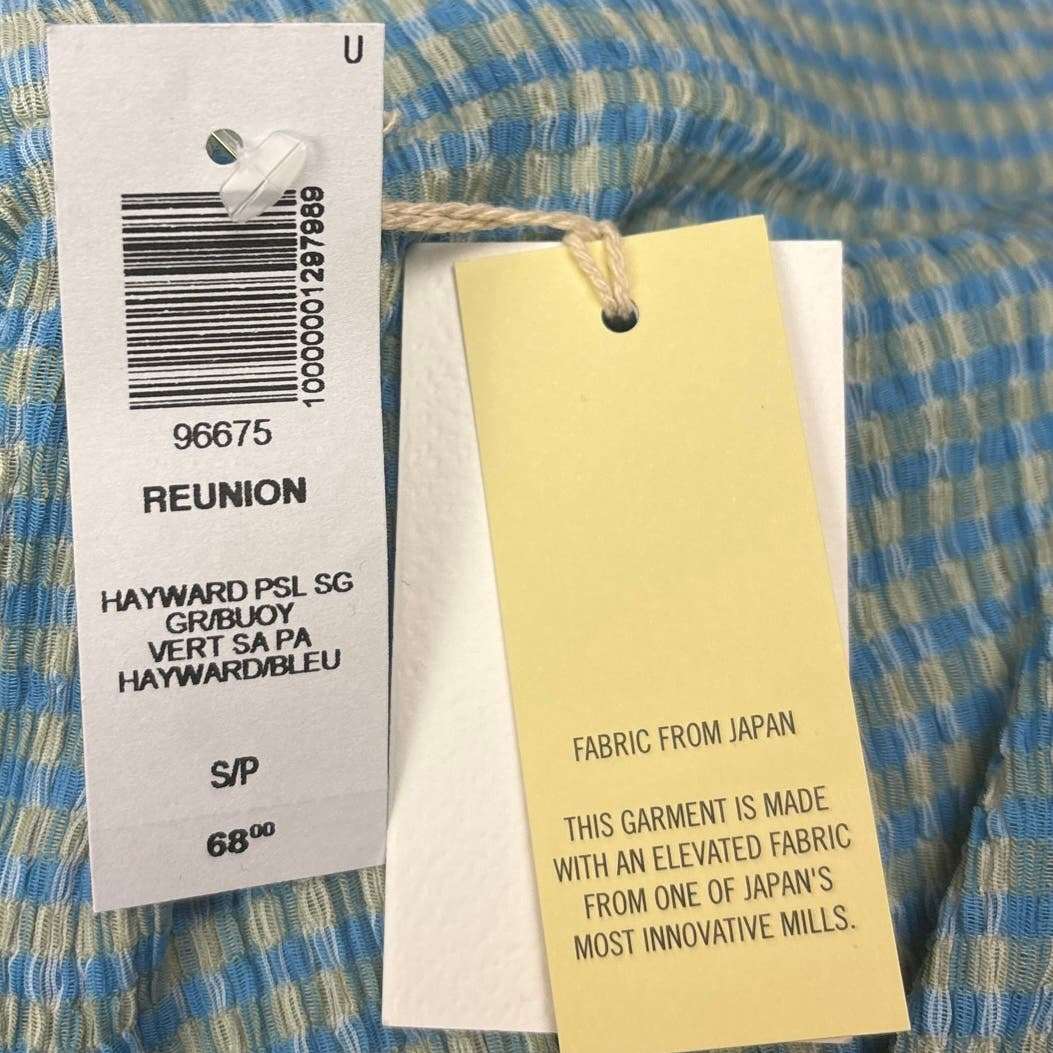 Aritzia Wilfred NWT Blue Yellow Plaid Check High Waist Pull On Mini Skirt Size S - Image 7