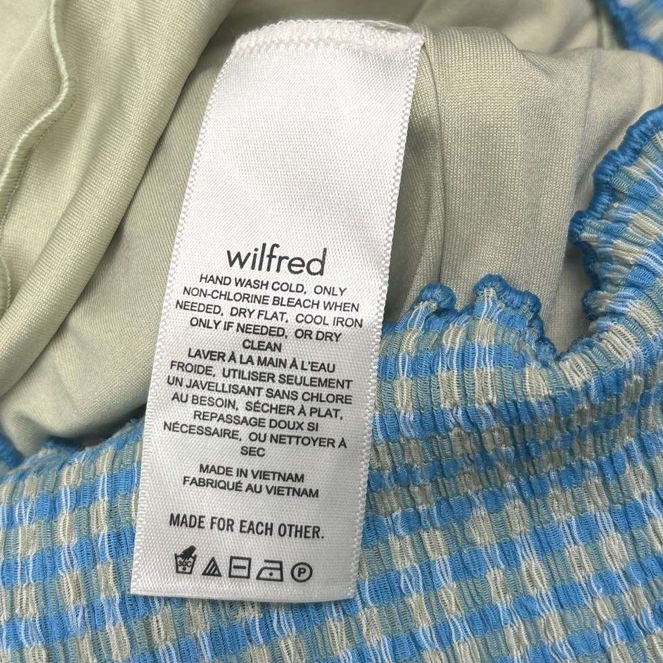 Aritzia Wilfred NWT Blue Yellow Plaid Check High Waist Pull On Mini Skirt Size S - Image 8