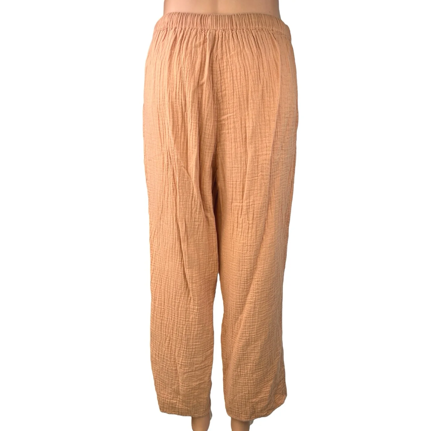 Aritzia Wilfred Orange Tan Elastic Waist Straight Wide Pull On Trousers Pants S - Image 3
