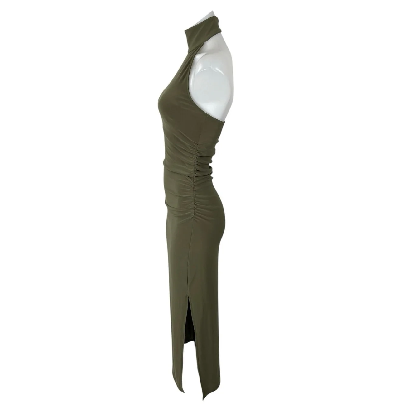 Aritzia Wilfred Smooth Matter Remedy Olive Green Halter Slit Maxi Dress Size XS - Image 2