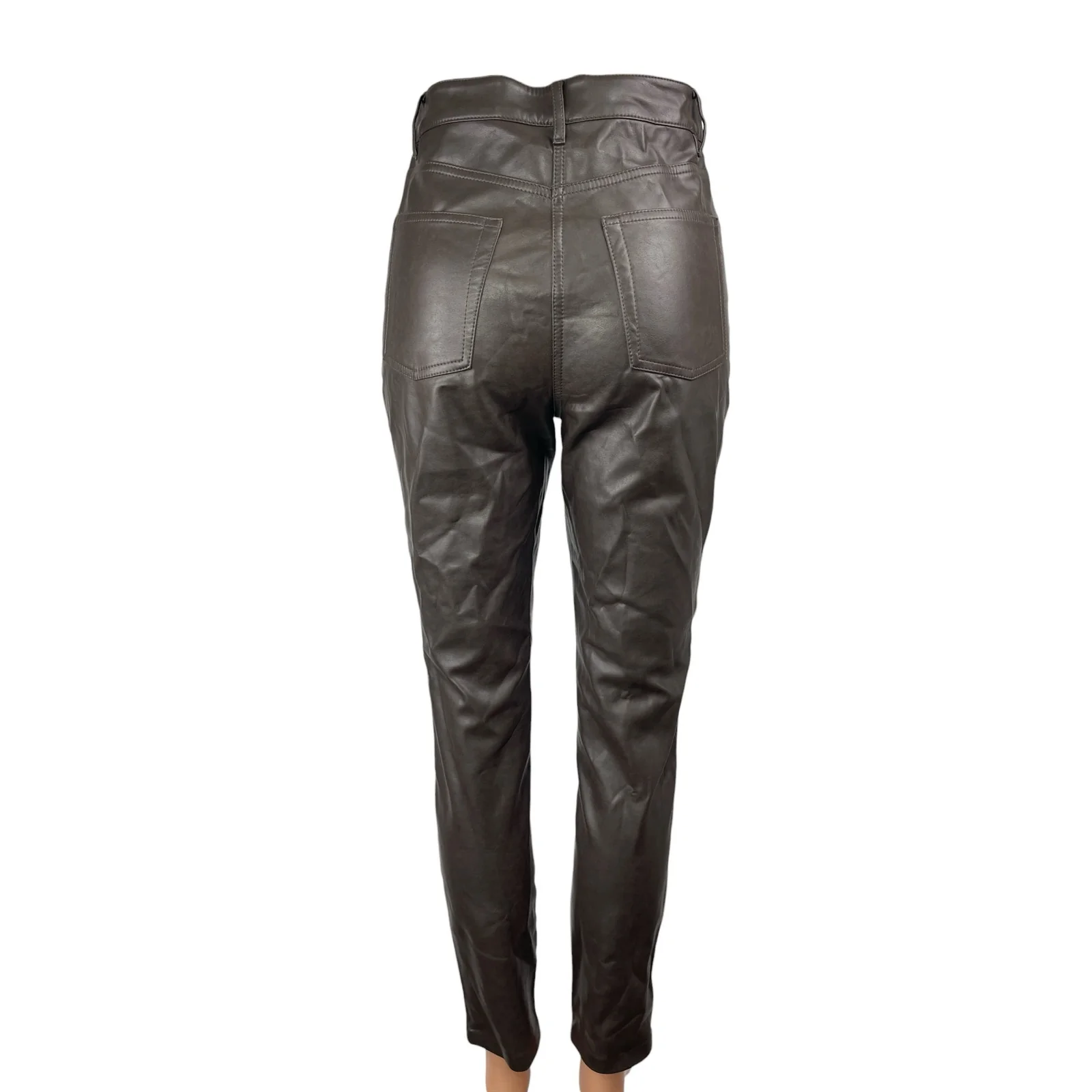 Aritzia Wilfred The Melina Black Faux Leather High Rise Skinny Trouser Pants 4 - Image 2