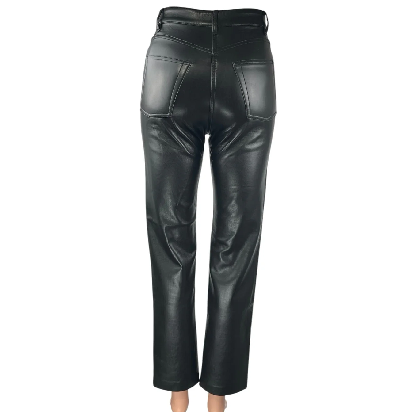 Aritzia Wilfred The Melina Black Faux Leather Vegan Straight Trouser Pants Sz 0 - Image 3