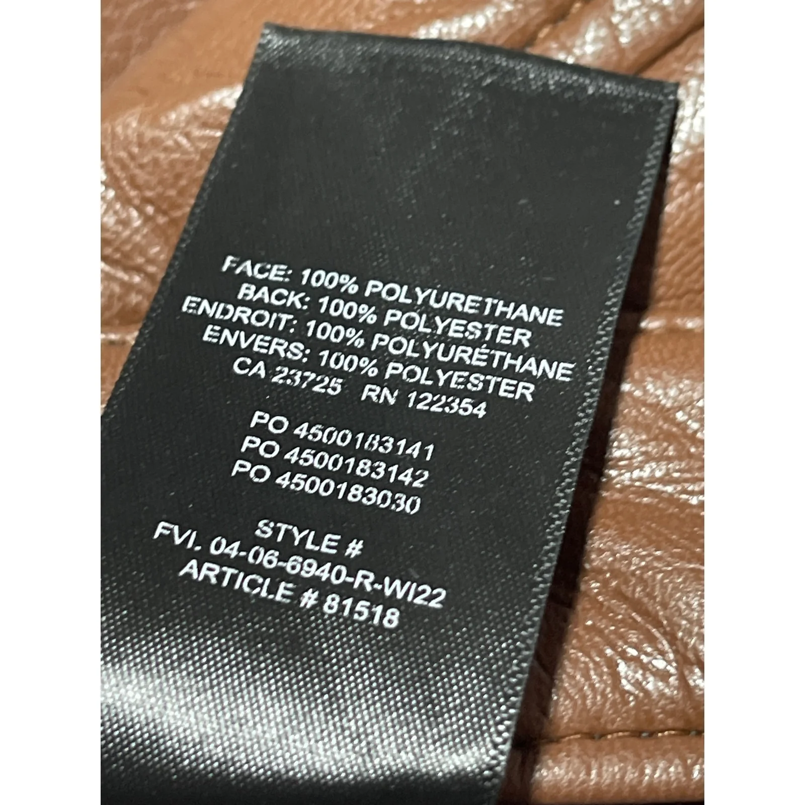 Aritzia Wilfred The Melina Brown Faux Leather High Rise Straight Trouser Pants 4 - Image 4