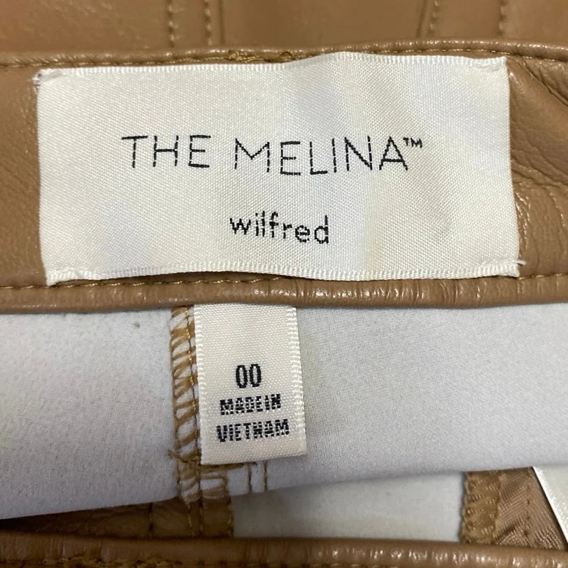 Aritzia Wilfred The Melina Brown Faux Leather Mid Rise Straight Trousers Pants 0 - Image 4