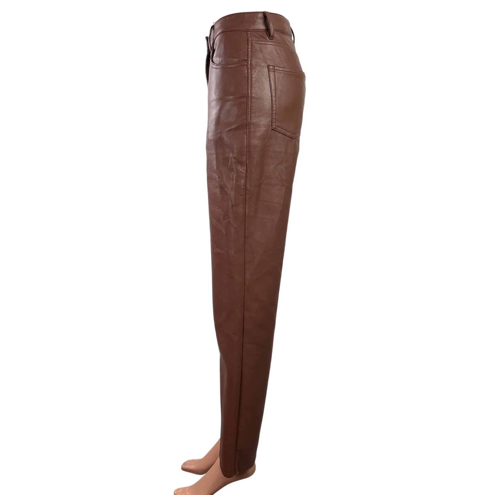 Aritzia Wilfred The Melina Womens Brown Faux Leather Vegan Trousers Pants Size 4 - Image 2
