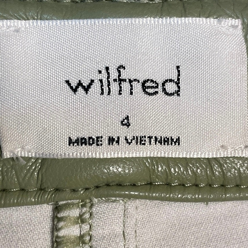Aritzia Wilfred The Melina Womens Green Faux Leather Vegan Trousers Pants Size 4 - Image 4