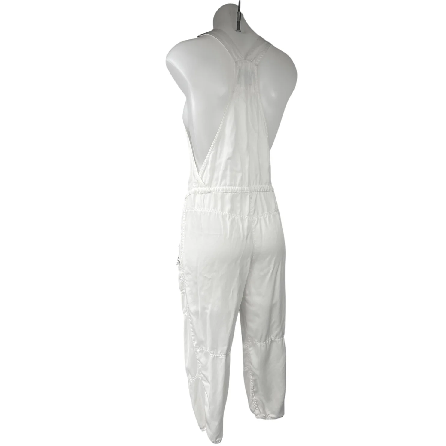 Aritzia Wilfred Valletta White Sleeveless Drawstring Crop Bib Romper Jumpsuit Size XXS - Image 2