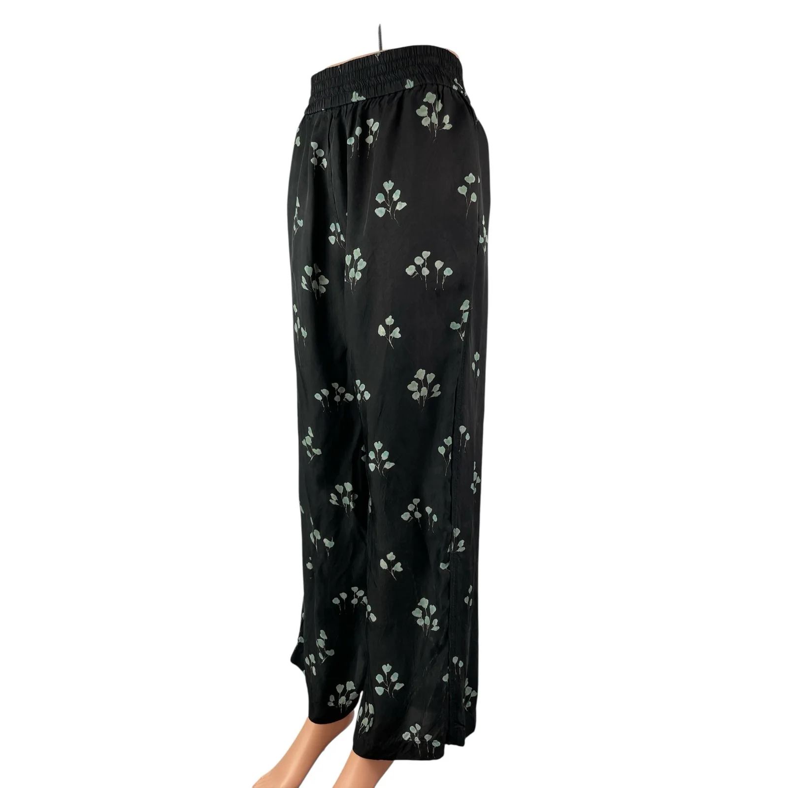 Aritzia Wilfred Womens Black Floral High Waist Wide leg Trousers Pants Size S/M - Image 3