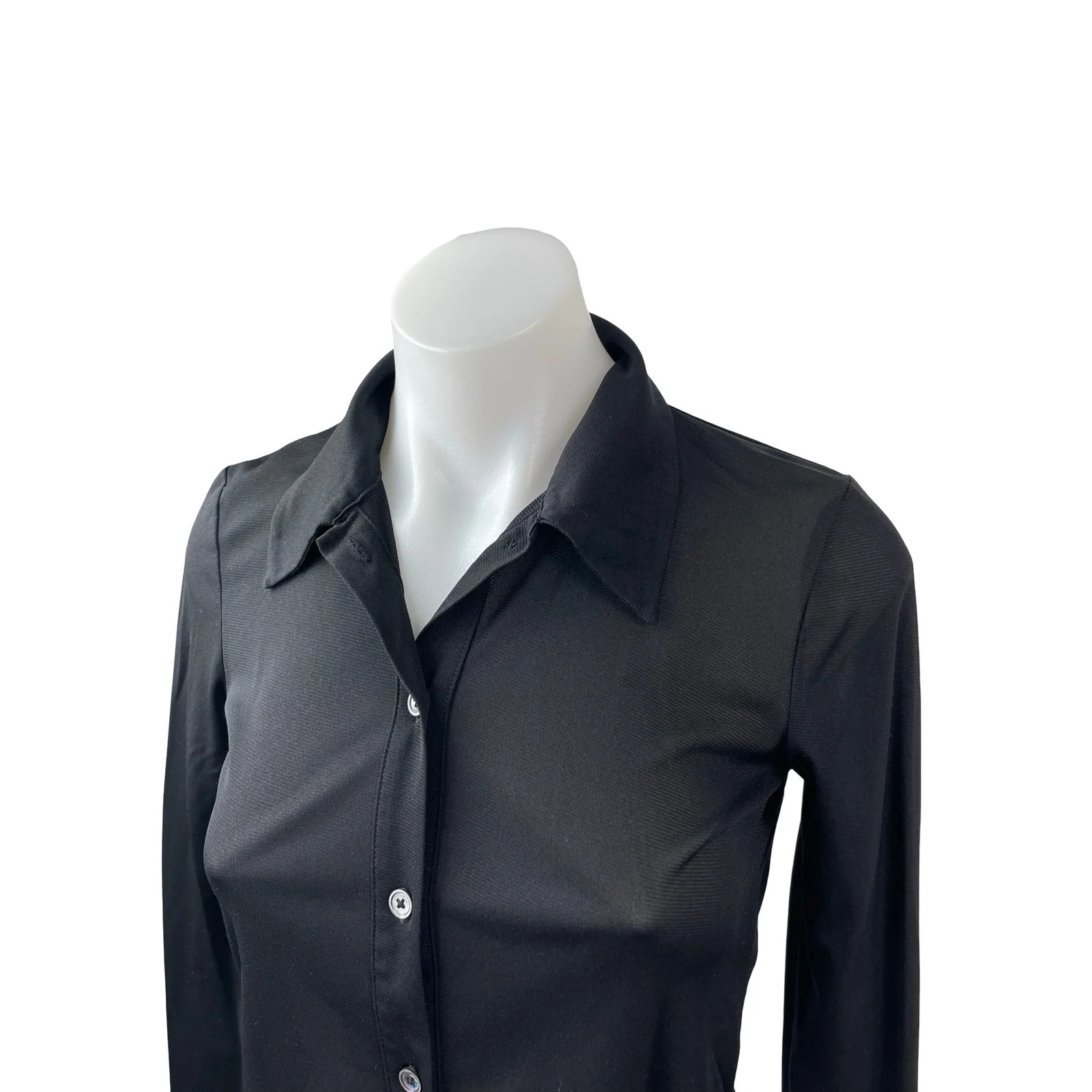 Aritzia Wilfred Women's Black Long Sleeve Cropped Button Down Shirt Top Size S - Image 3