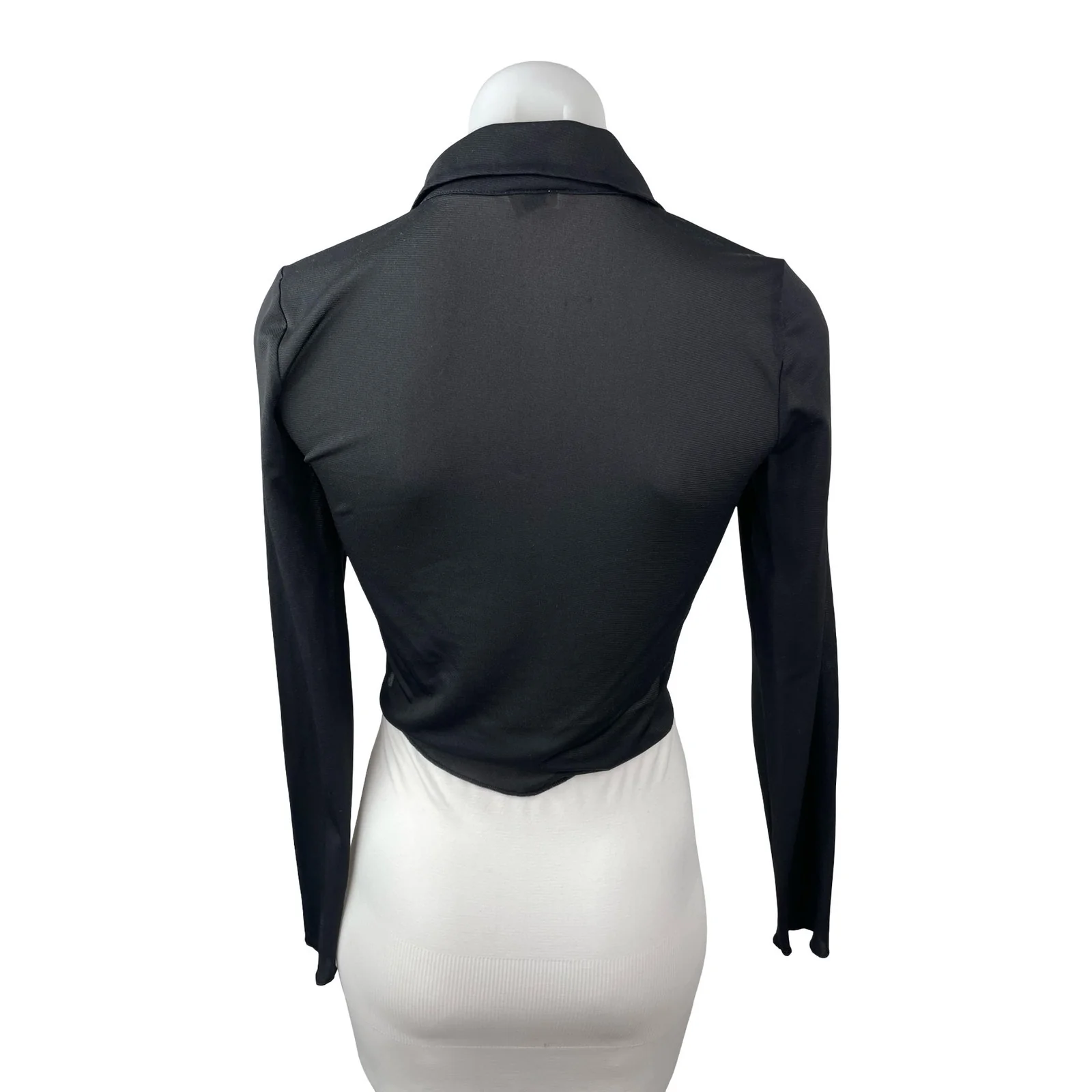 Aritzia Wilfred Women's Black Long Sleeve Cropped Button Down Shirt Top Size S - Image 4