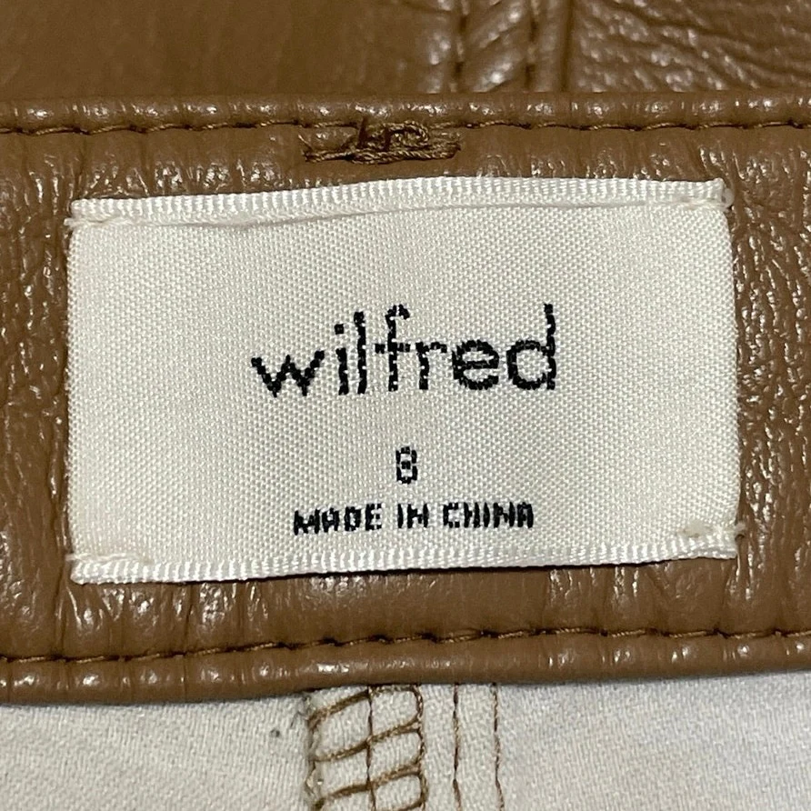 Aritzia Wilfred Womens Brown Faux Vegan Leather High Waisted Mini Shorts Size 8 - Image 4