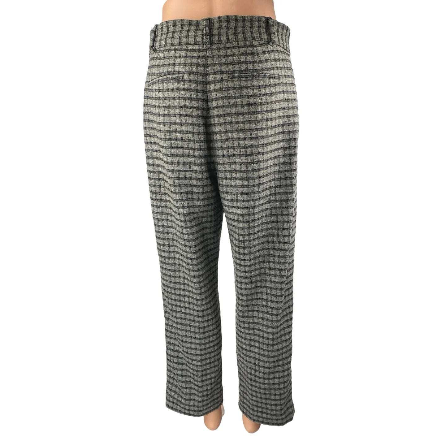 Aritzia Wilfred Womens Gray Wool Plaid Check Straight Crop Trousers Pants Size 6 - Image 3