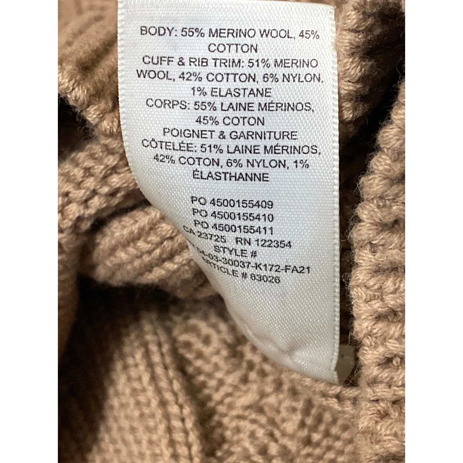 Aritzia Wilfred Women's Tan Wool Cable Knit Sleeveless Sweater Vest Top Size XS - Image 6
