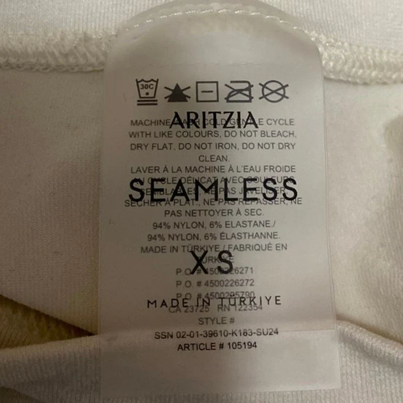 Aritzia Women's Cream Short Sleeve Crew Neck Seamless T Shirt Tee Crop Top XS - Image 3