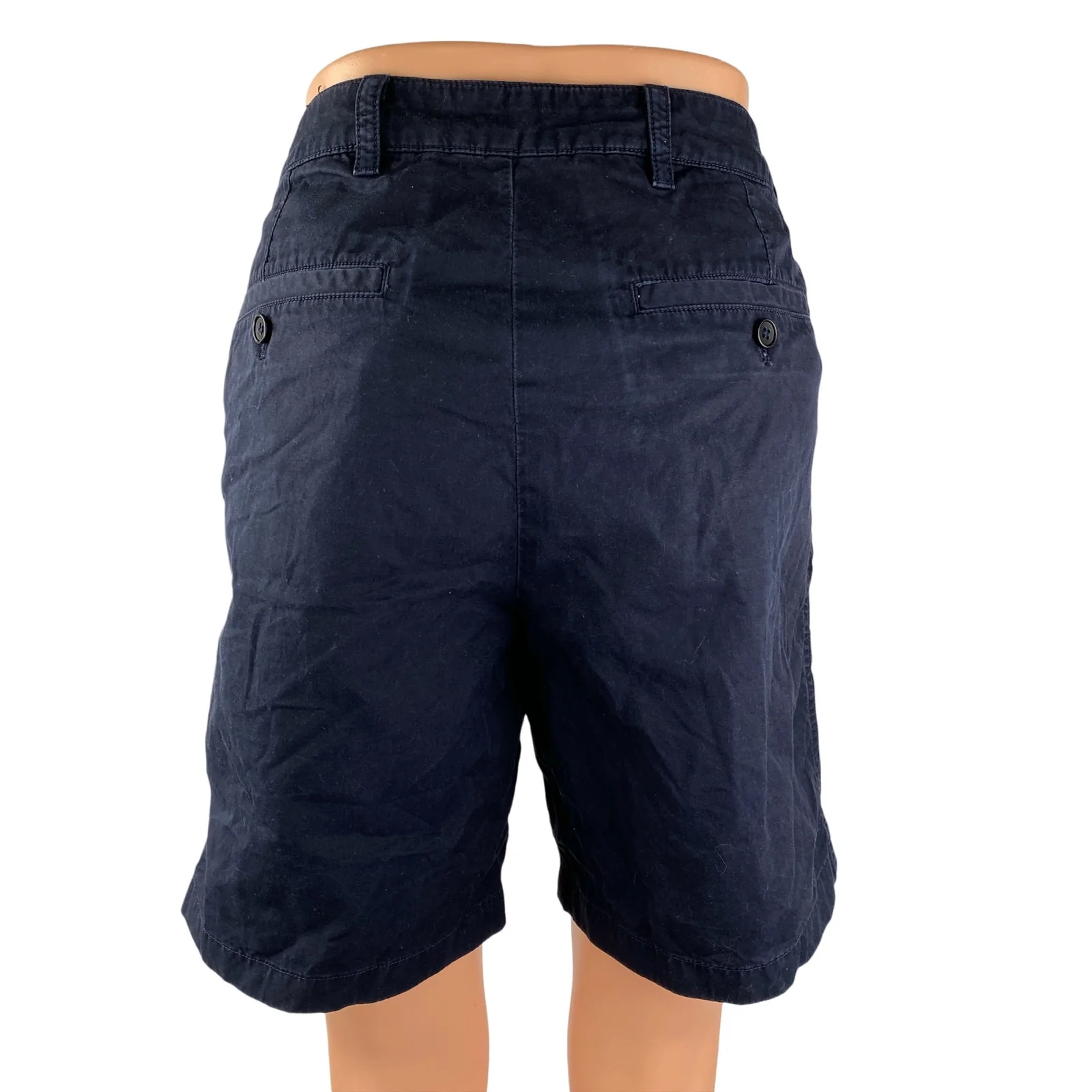 Arket Women's Blue High Waisted Straight Leg Bermuda Chino Khaki Shorts Size M - Image 2