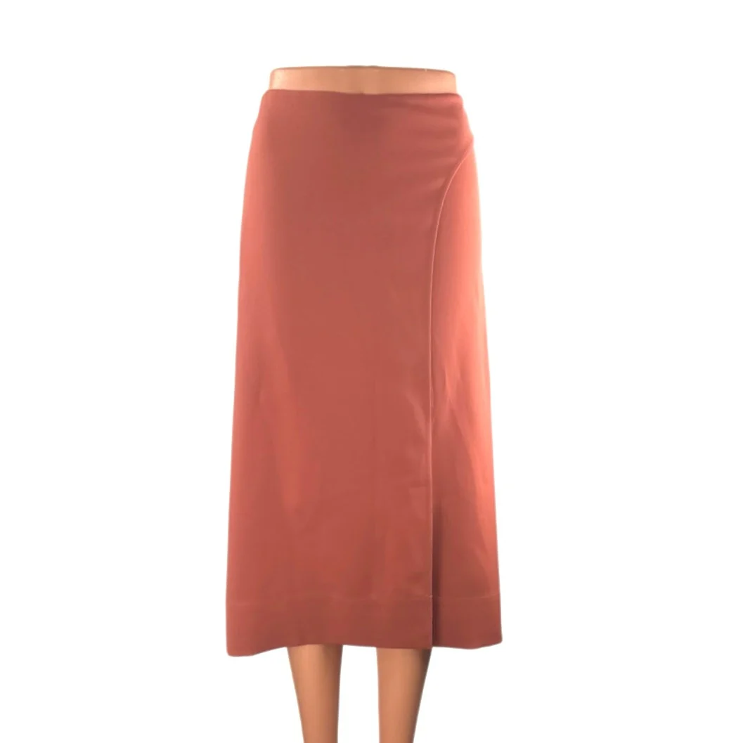 Arket Women's Coral High Waist Front Slit Career Zip Straight Midi Skirt Size 4