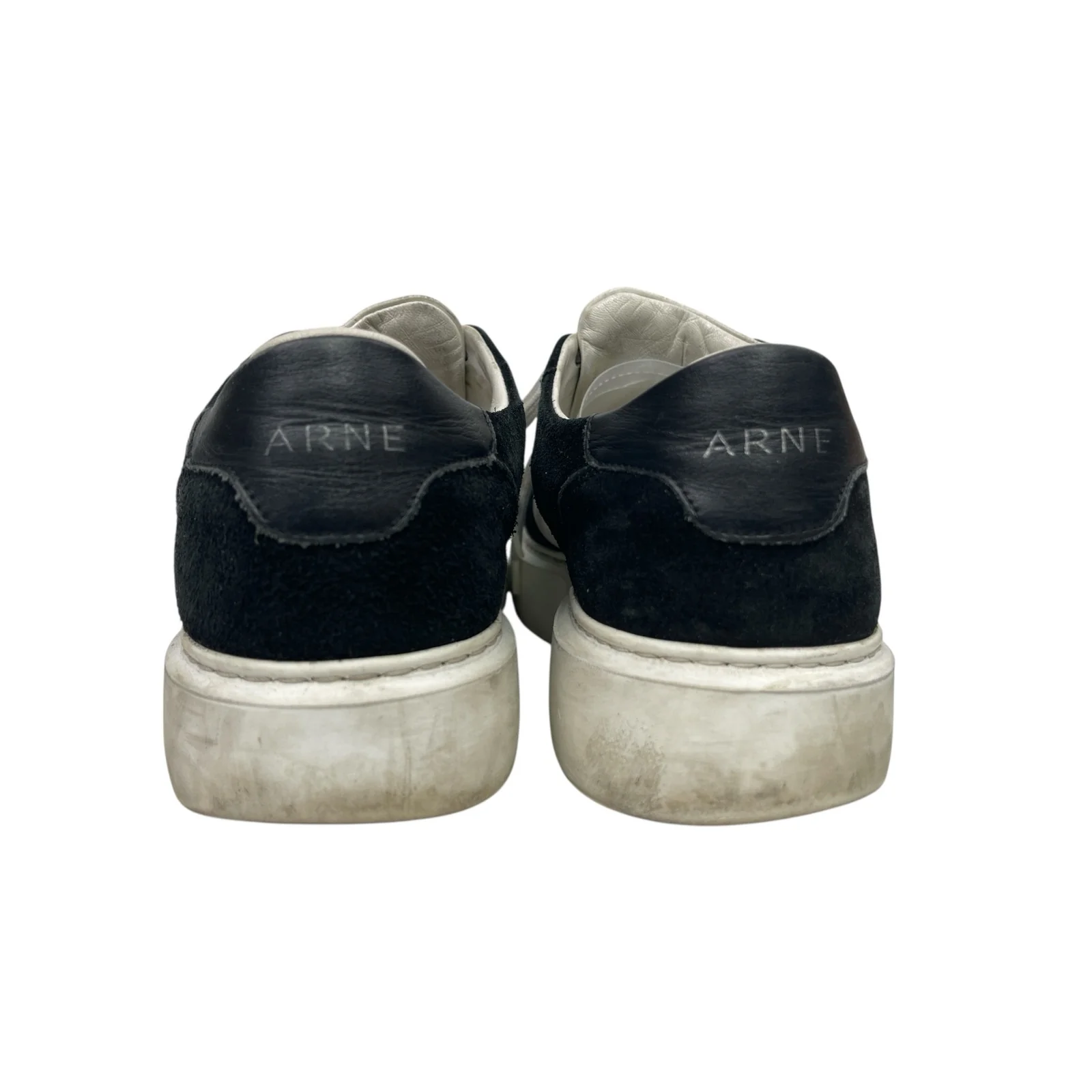 Arne Essential Black White Leather Lace Up Round Toe Athletic Sneakers Shoes 9.5 - Image 3