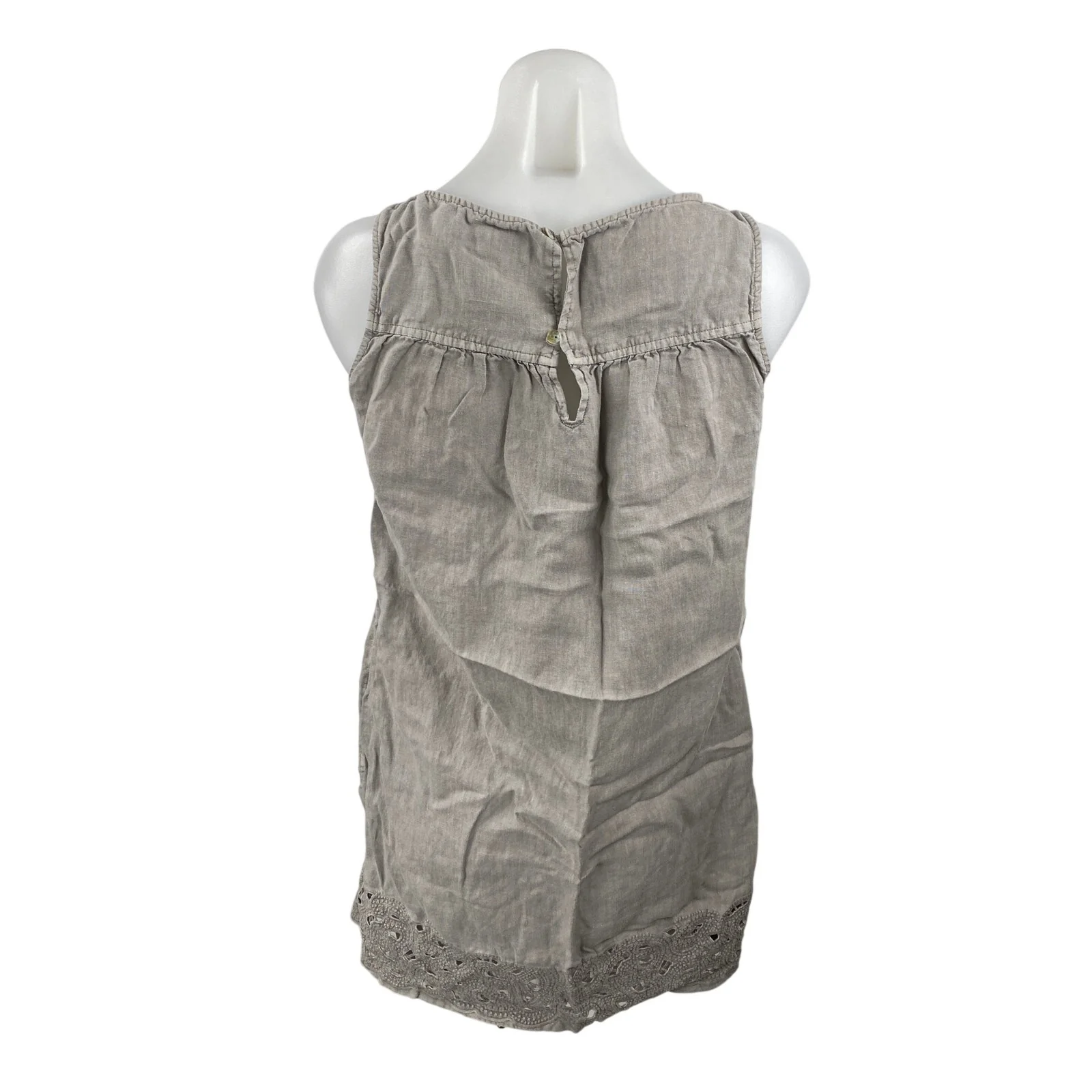 Artisan NY Gray 100% Linen Lace Hem Sleeveless Tank Mini Shift Dress Size XS - Image 4