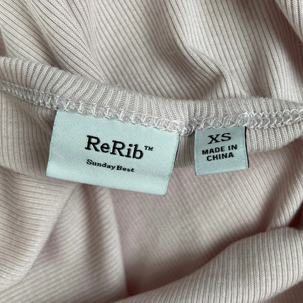 Artizia Sunday Best ReRib Pink Short Sleeve Ribbed Knit Crew Neck T Shirt Top XS - Image 5