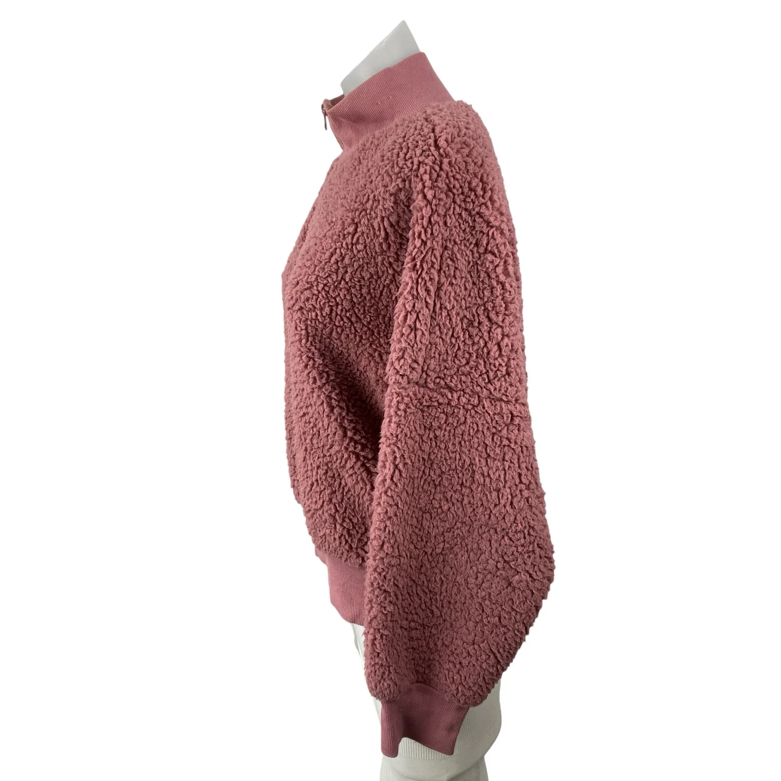 Askya Women's Pink Sherpa Fleece Faux Fur Long Sleeve Sweater Sweatshirt Top S - Image 3