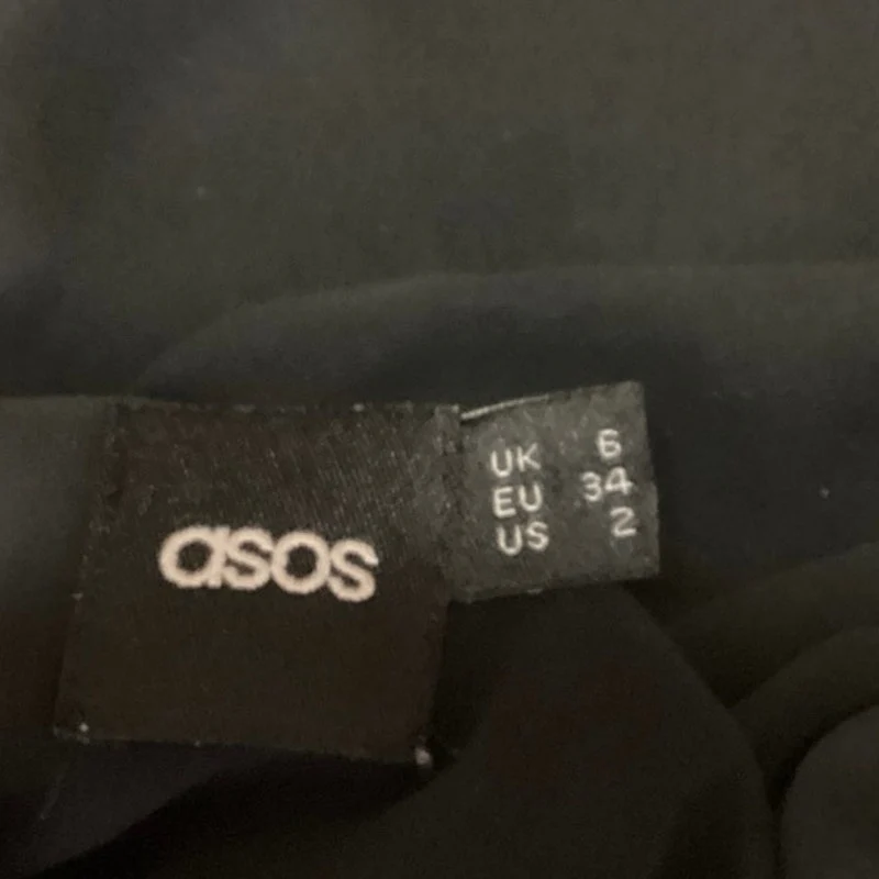 ASOS Black Sheer 3/4 Sleeve Lightweight V Neck Casual Wrap Blouse Top Size 2 - Image 3