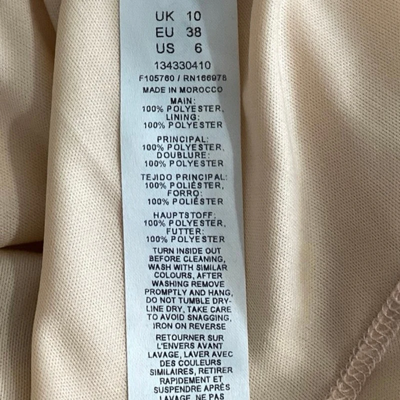 ASOS Design Beige High Neck Chiffon Drape Sleeveless Mini Sheath Dress Size 6 - Image 8