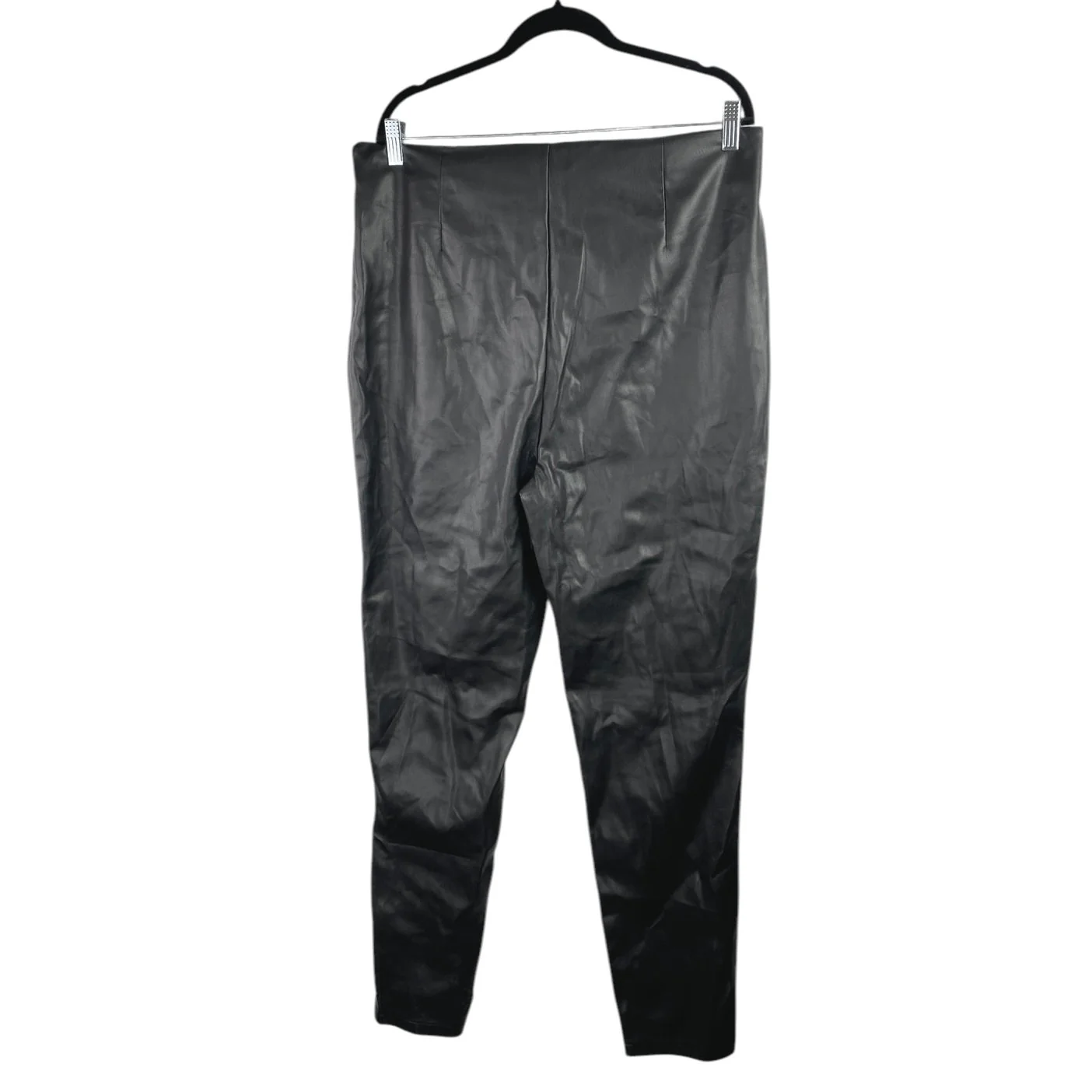 ASOS Design Black Faux Vegan Leather Skinny High Waist Trousers Pants Size 14 - Image 3