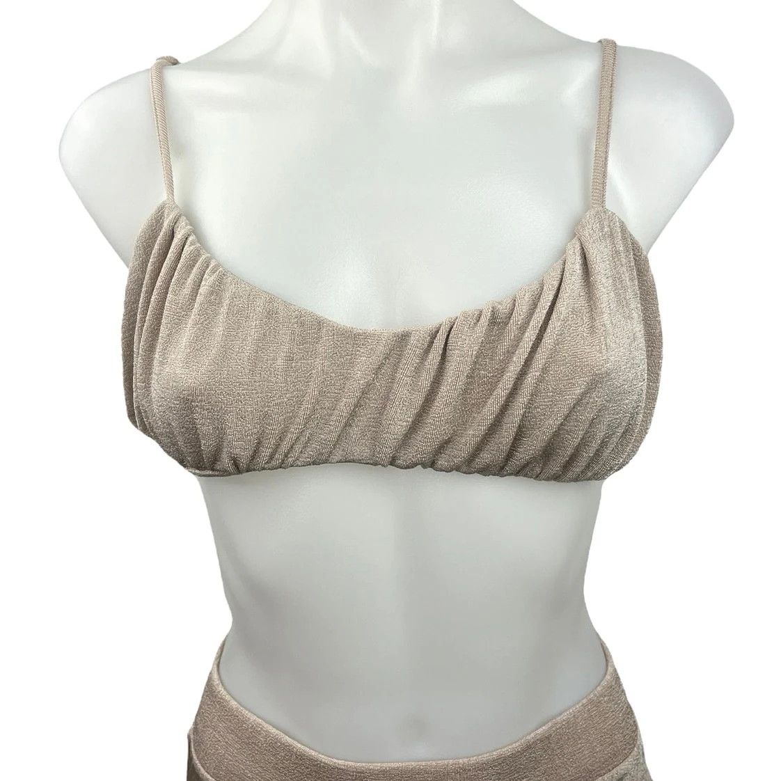 Asos Design Mauve Brown Two Piece Ruched Summer Beach Top & Skirt Set Size 4 - Image 3