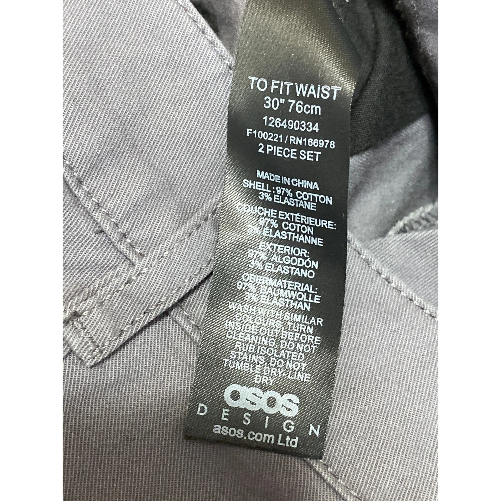 Asos Design Men's Gray High Rise Pockets Skinny Casual Chino Bermuda Shorts 30 - Image 6