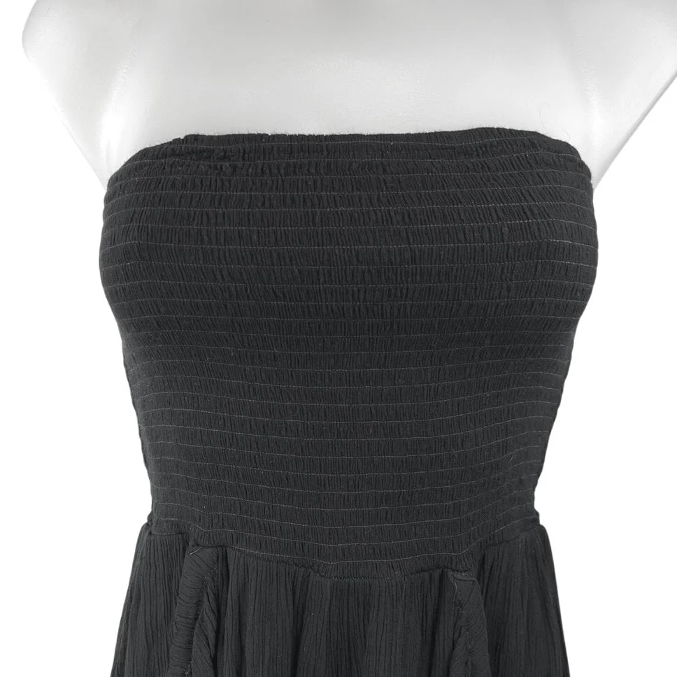 ASOS Design Women's Black Smocked Tube Strapless Pocket Boho Romper Shorts Sz 6 - Image 3