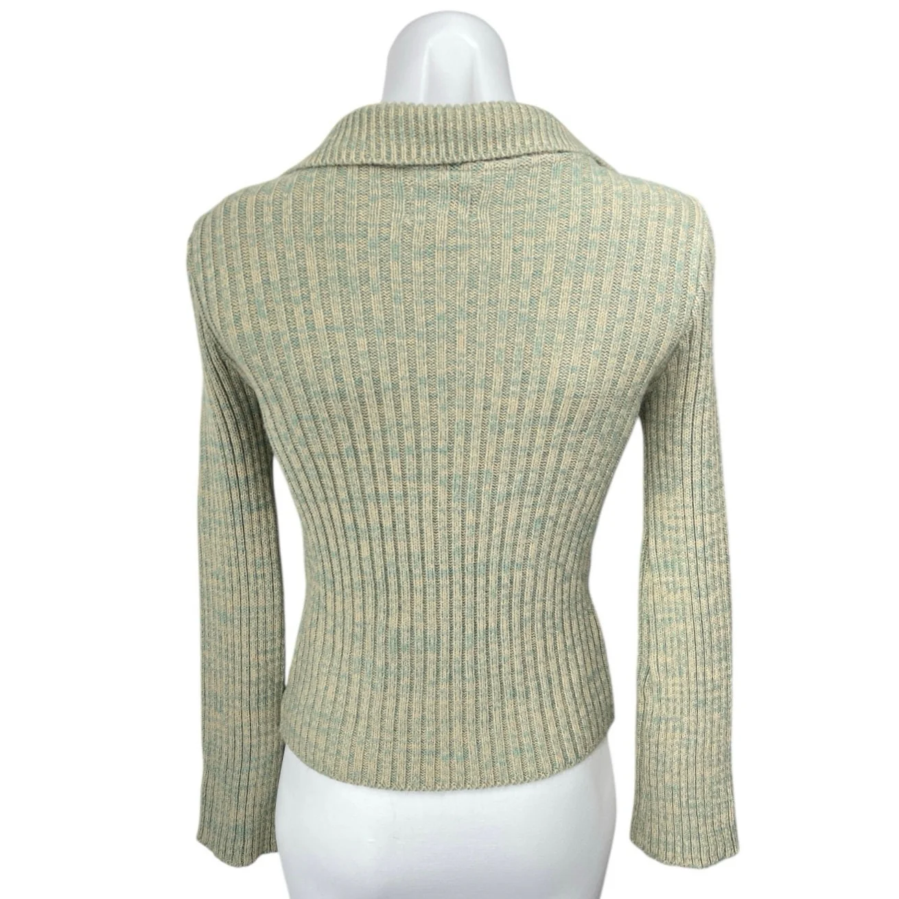 Asos Design Women's Green Rib Knit Button Down Collar Cardigan Sweater Top Sz 4 - Image 2