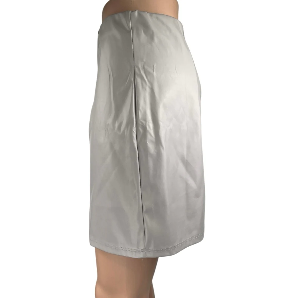 ASOS Design Women's Silver Pleated Pull On Stretch Mini Pencil Skirt Size 6 - Image 2