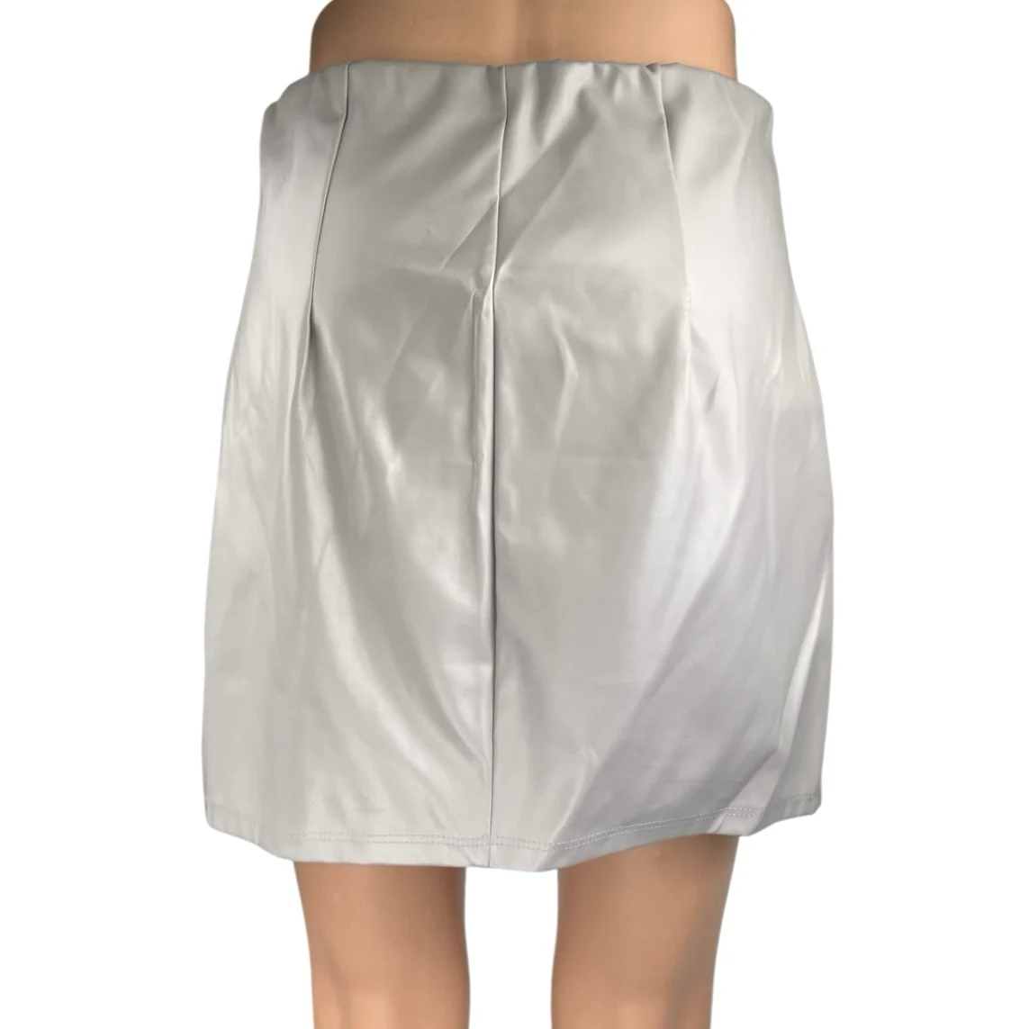 ASOS Design Women's Silver Pleated Pull On Stretch Mini Pencil Skirt Size 6 - Image 3