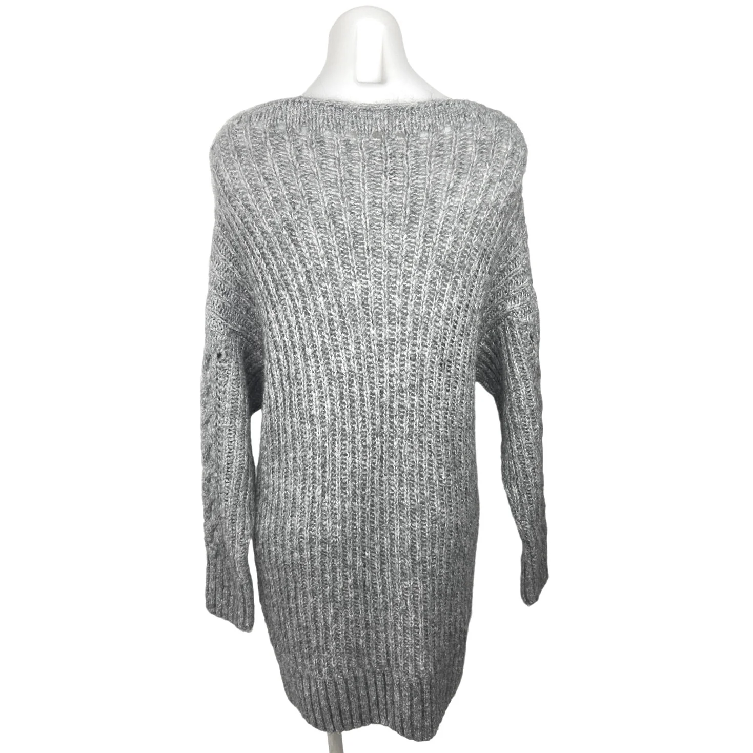 Asos Gray Cable Knit Crochet Boat Neck Long Sleeve Pullover Sweater Dress Sz 6 - Image 2