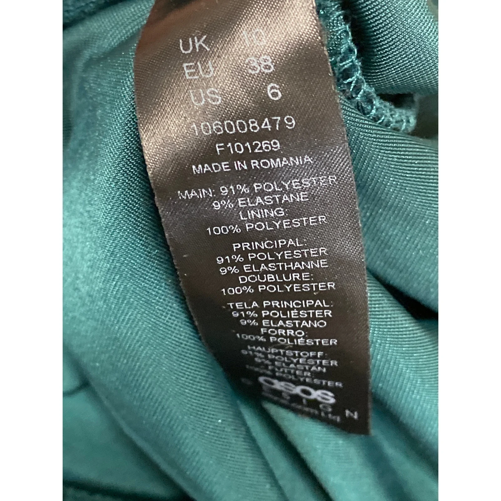 Asos Green Velvet Velour Sleeveless Cowl Neck Pencil Midi Sheath Dress Size 6 - Image 4