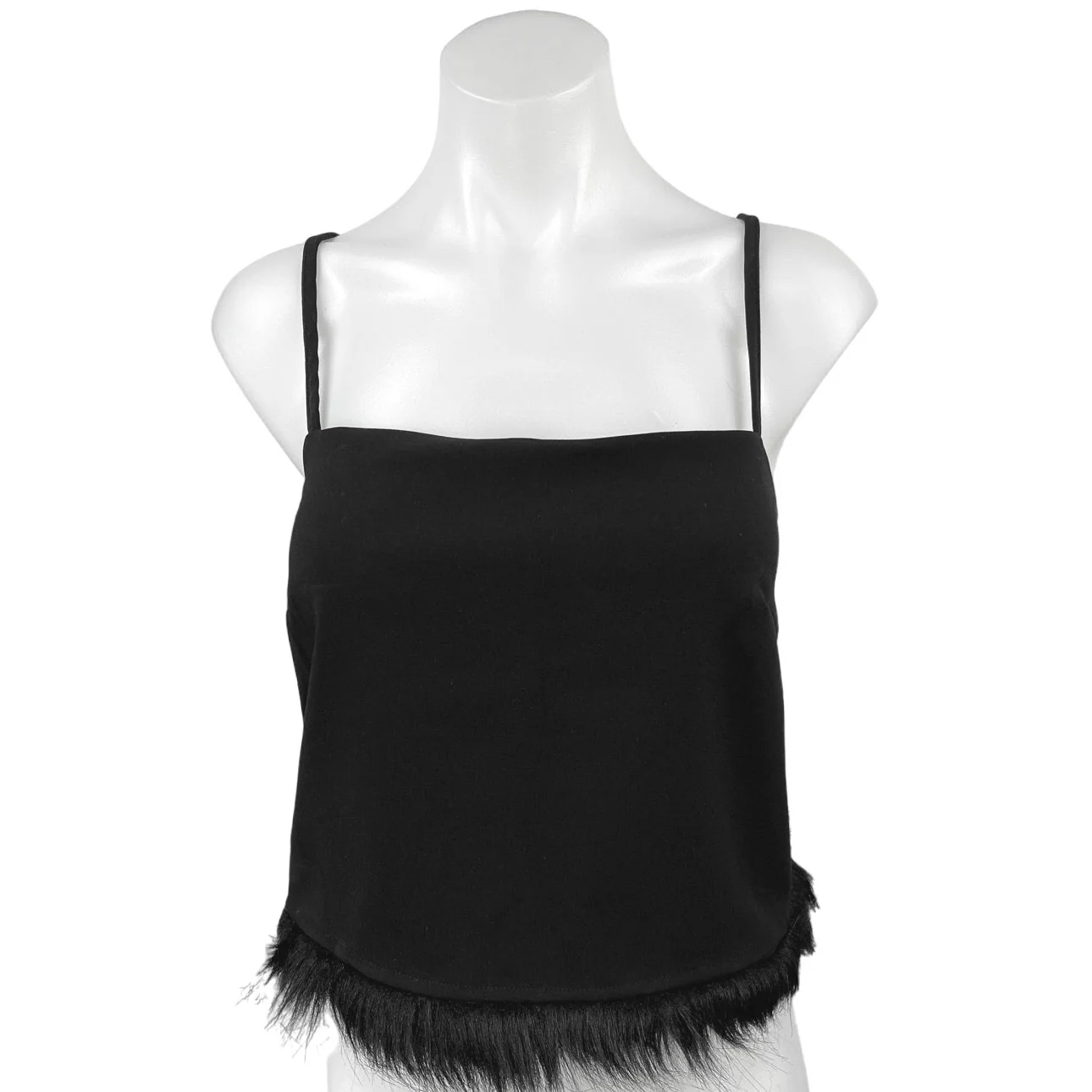 ASOS Urban Revivo Faux Fur Hem Square Neck Camisole Crop Tank Top Size 8