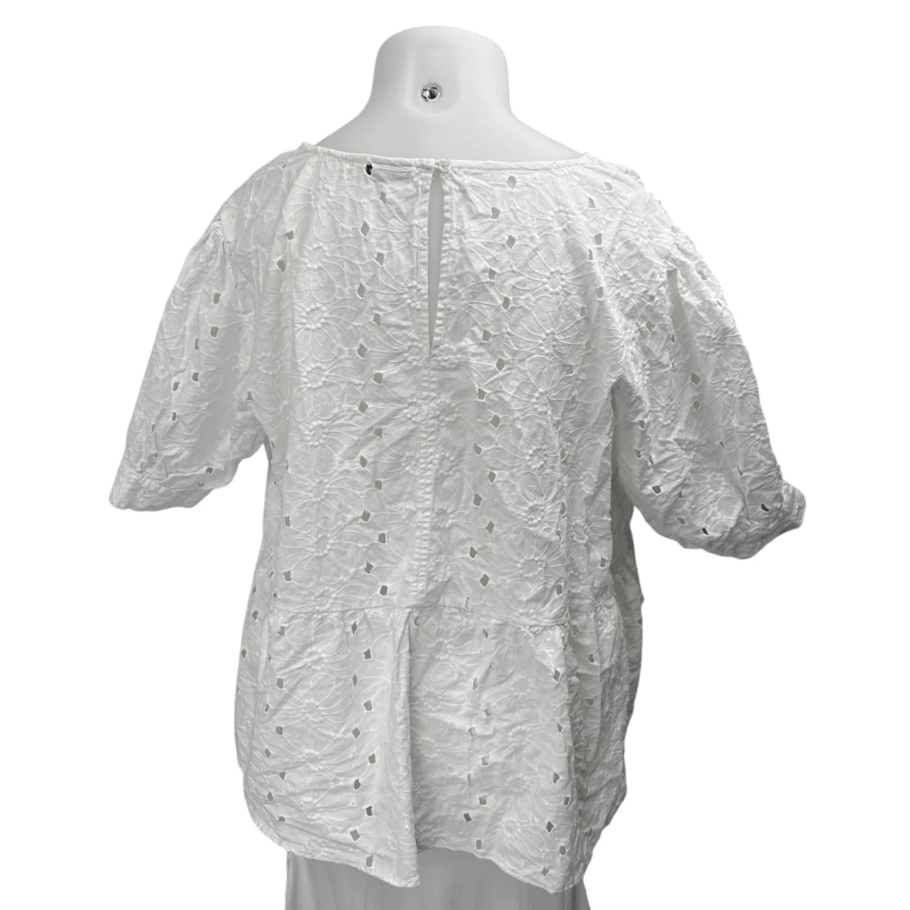 ASOS White Floral Eyelet Embroidered Short Sleeve High Low Blouse Top Size 22 - Image 2
