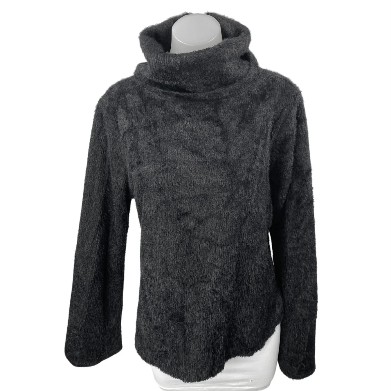 Asos Women's Black Long Sleeve Fleece Faux Fur Teddy Turtleneck Sweater Top 12