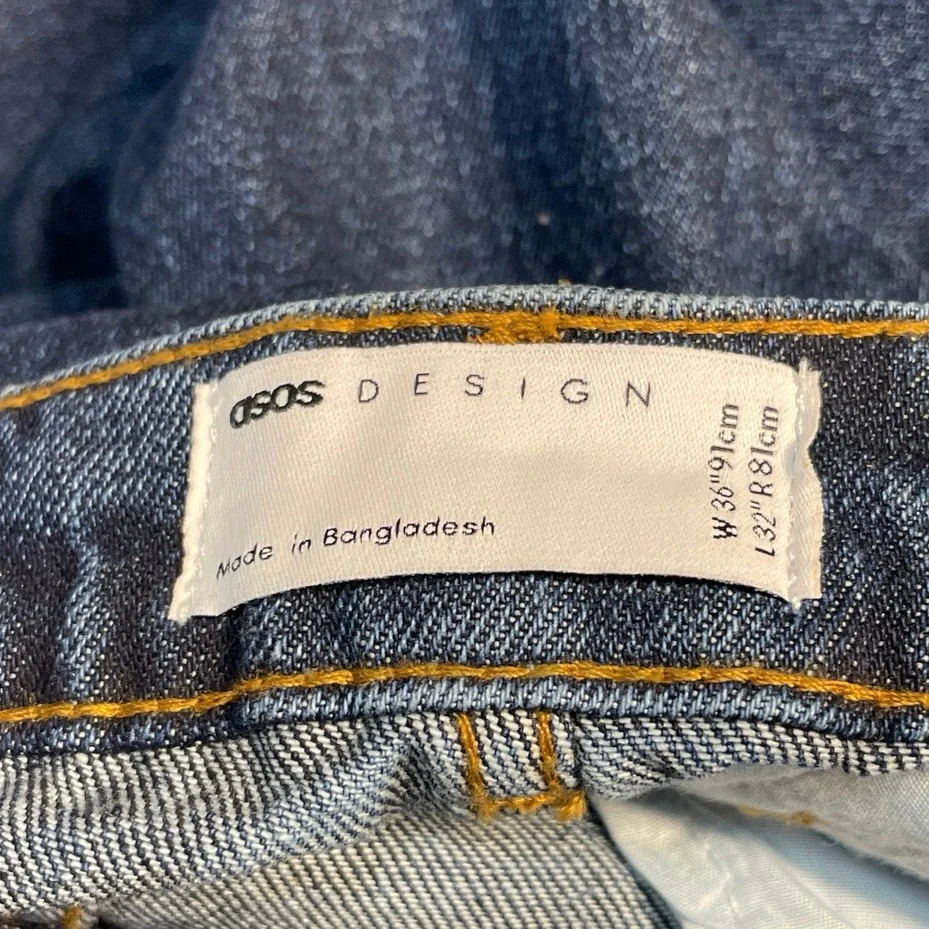 ASOS Women's Blue Dark Wash High Rise Pleated Straight Leg Denim Jeans Size 16 - Image 4