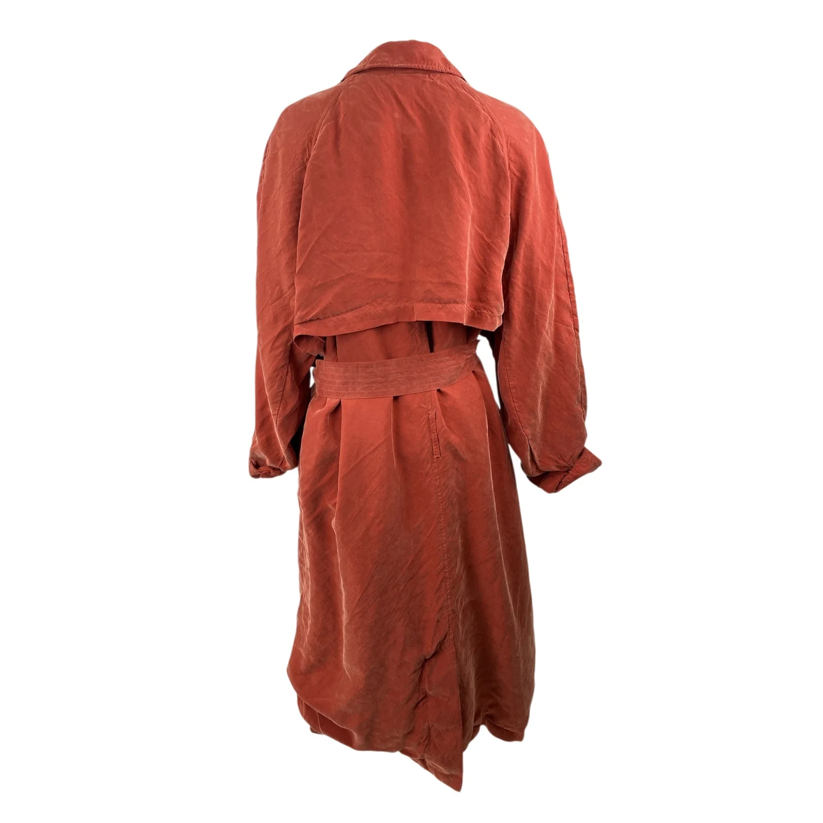 Asos Women's Orange Faux Suede Collared Long Cuff Sleeve Trench Coat Jacket Sz S - Image 2