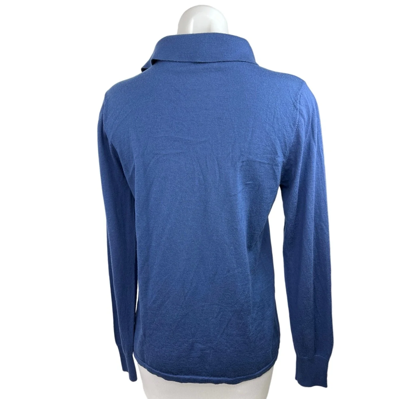 Aspesi Women's 100% Wool Blue Long Sleeve Collared Casual Polo Shirt Top Size M - Image 2